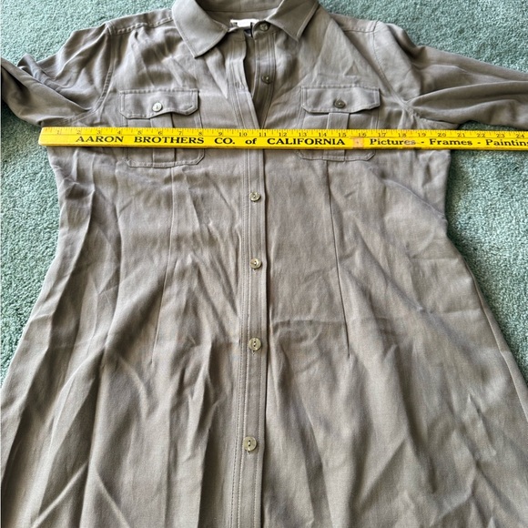 Chico’s Olive Green Utility Style Dress Silk/Cotton Blend in Size 1 - Picture 6 of 6